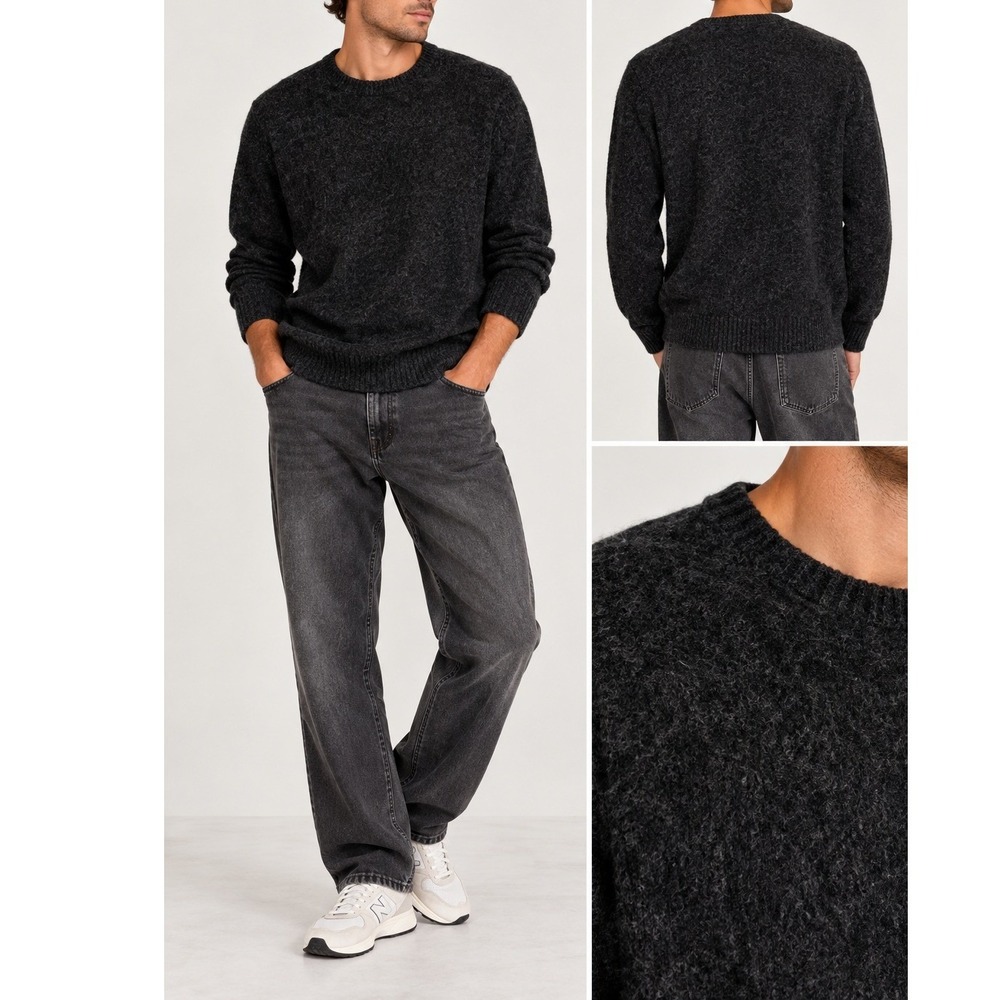 Selected HOMME Shinal Wool Blend Crewneck Sweater Men's M Gray‎ Minimalist